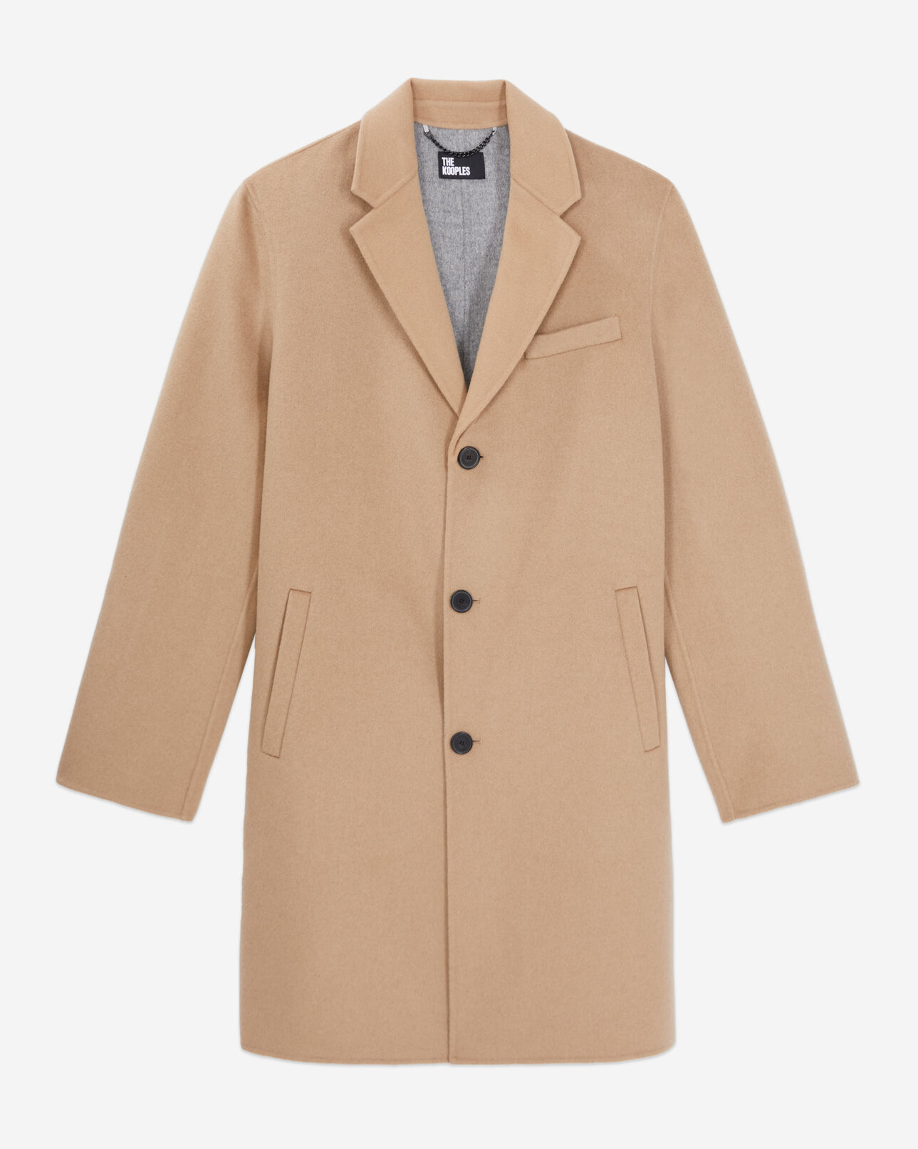 The Kooples H CAMEL long beige wool blend coat