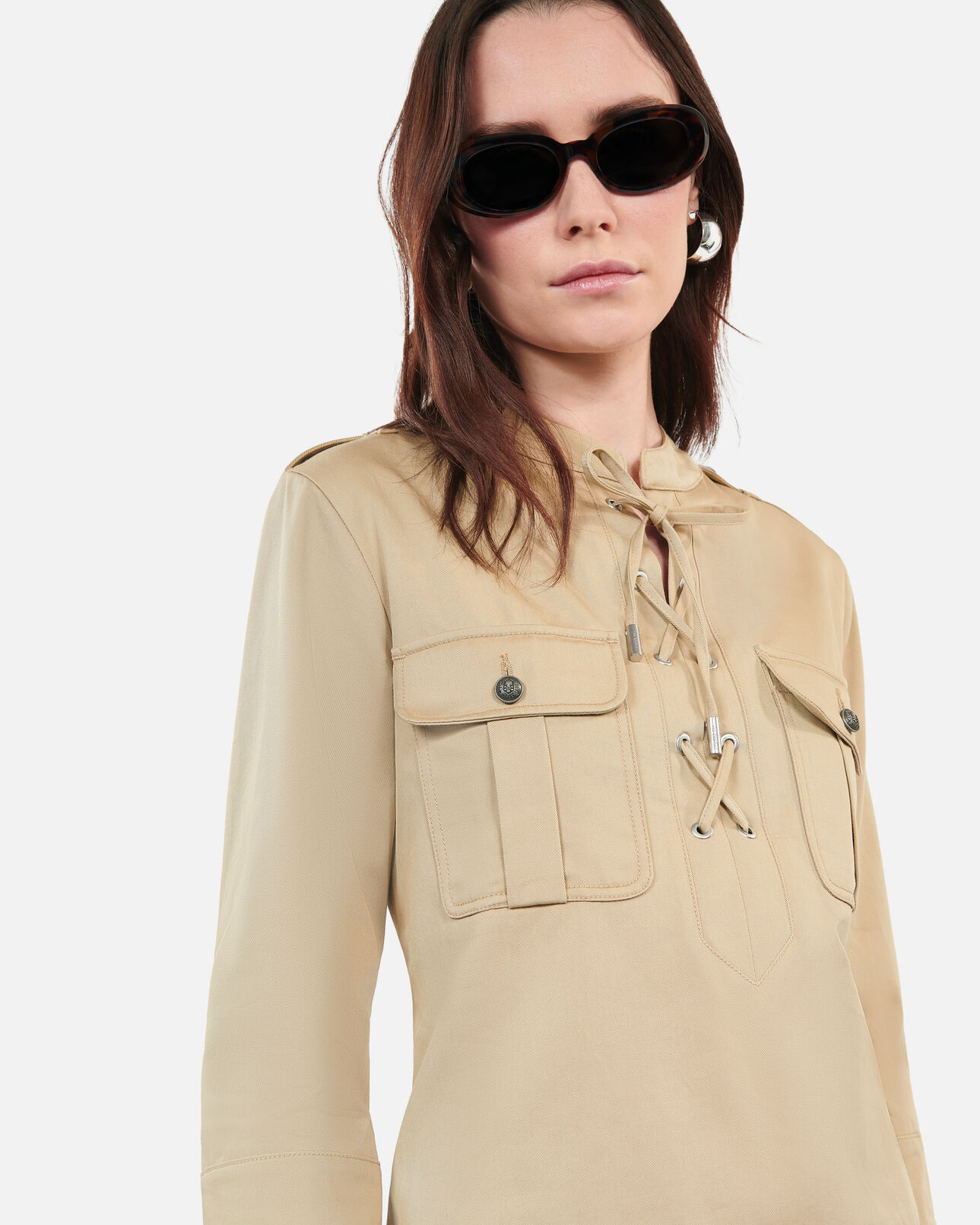 The Kooples WOMEN BEIGE short beige safari dress