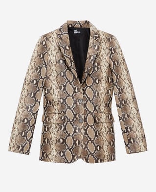 The Kooples WOMEN PYTHON BEIGE snakeskin-effect leather jacket