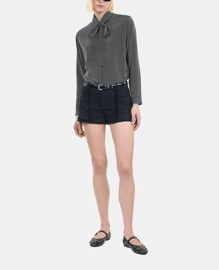 The Kooples FEMME BLACK WHITE chemise en soie à rayures
