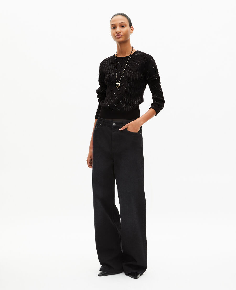 The Kooples FEMME BLACK pull avec strass et perles noir