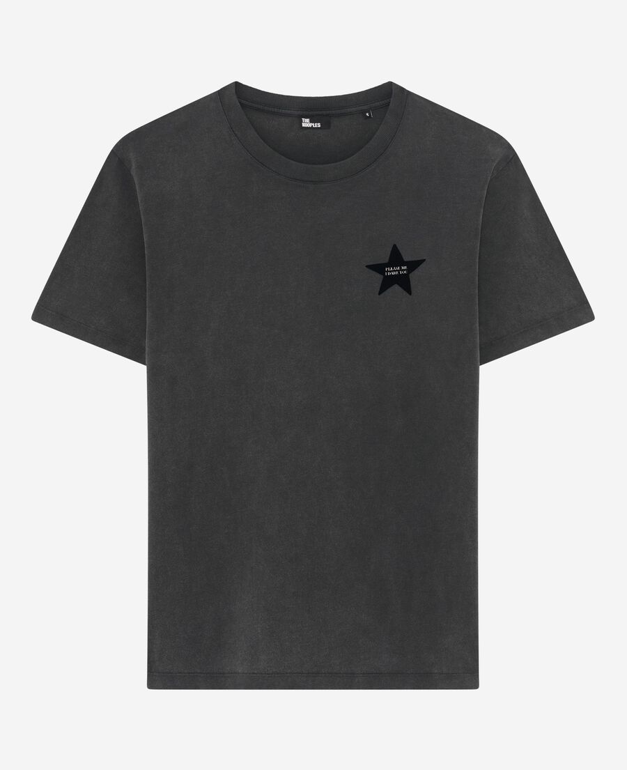 The Kooples H BLACK WASHED t-shirt with black star flock