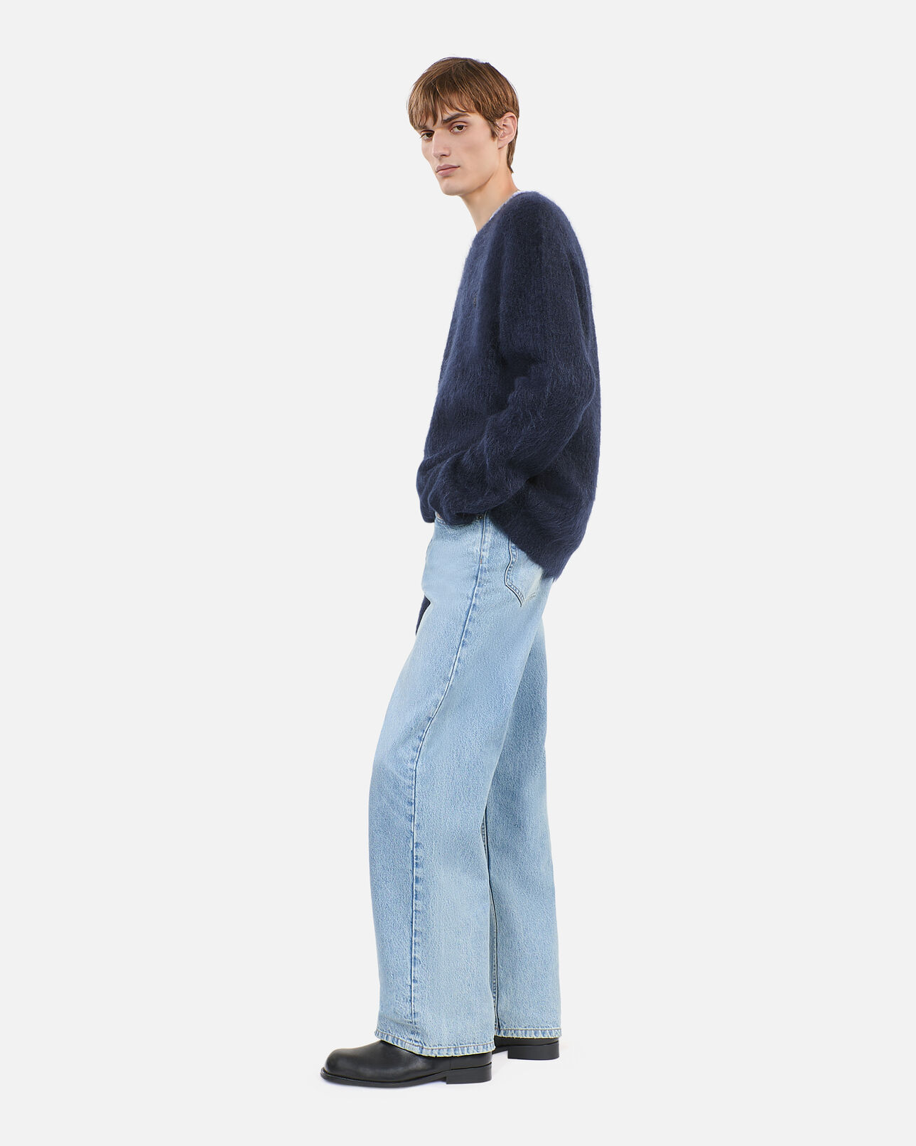 The Kooples HOMME NAVY pull en mohair et laine bleu marine