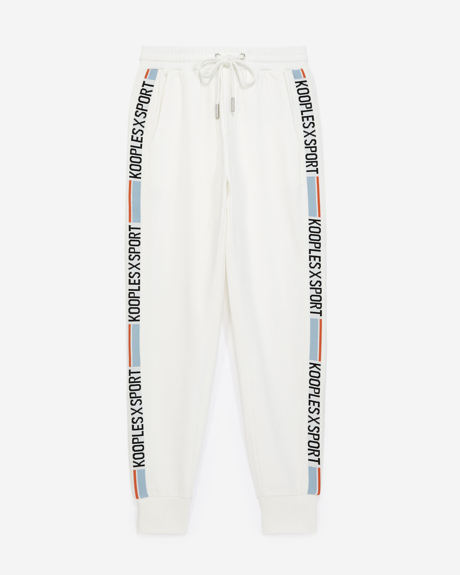 Ecru joggers with stretch waist and logo trim, ECRU, hi-res image number null