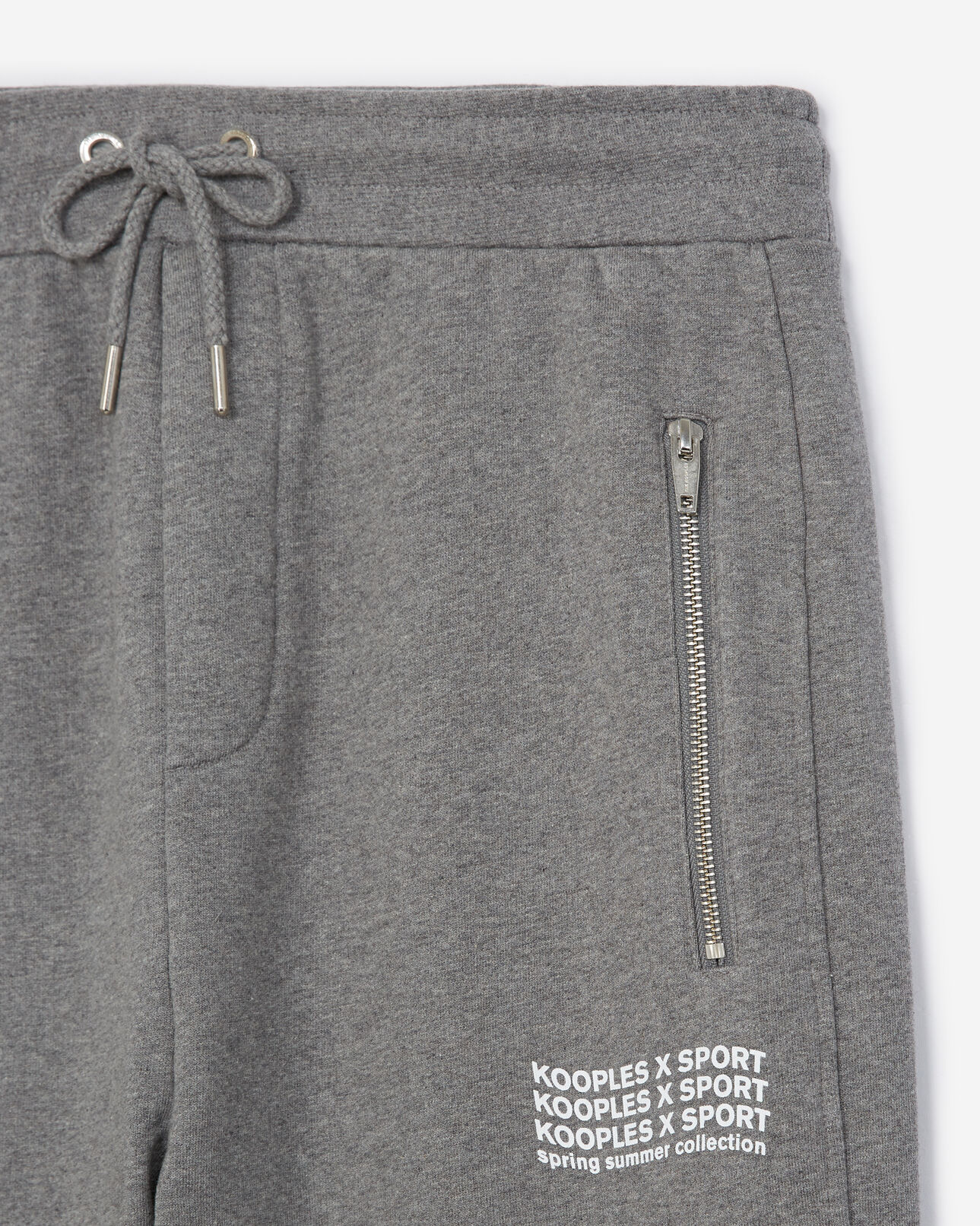 The Kooples HOMME GREY MELANGE jogging gris chiné zippé à triple logo