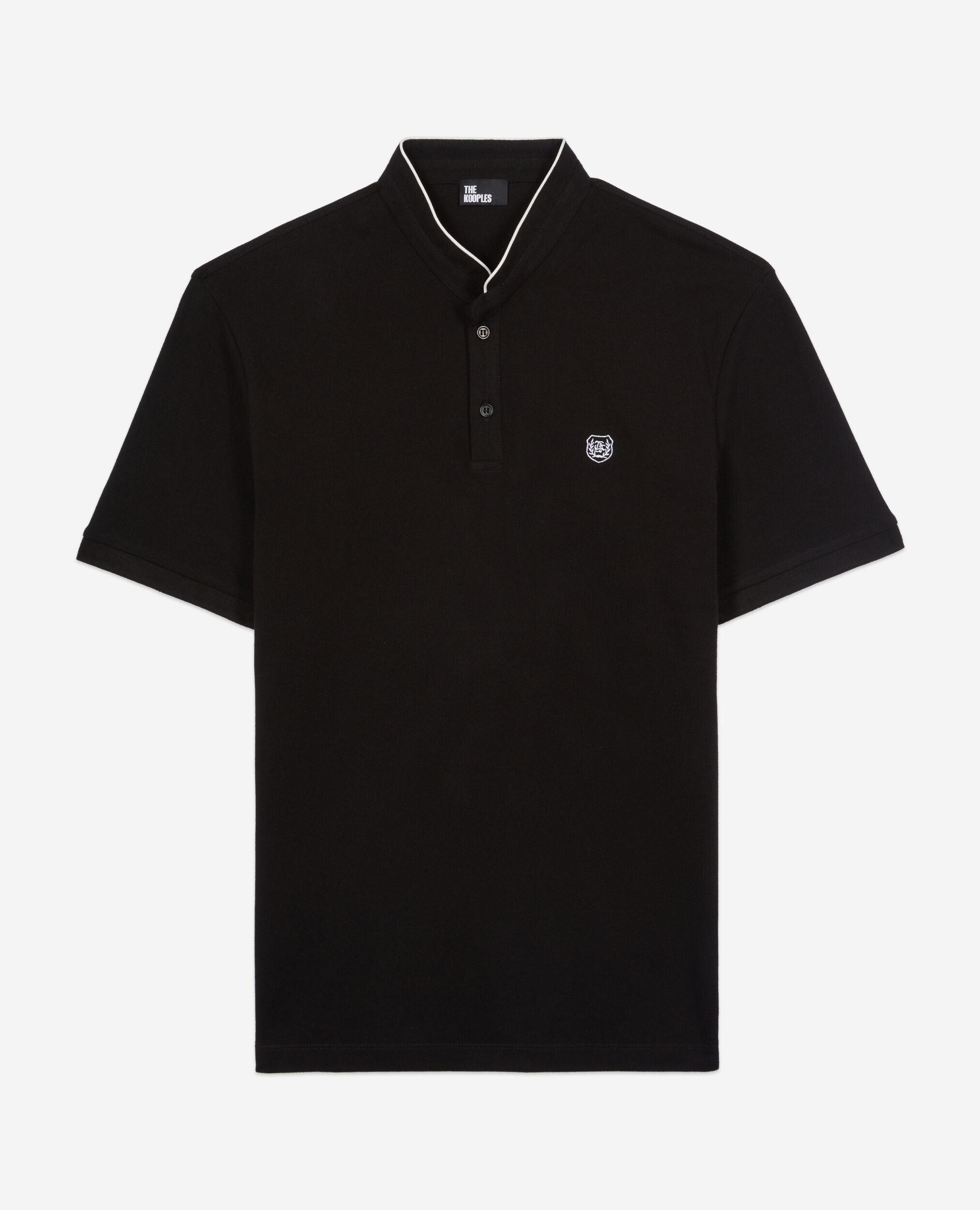 Schwarzes Poloshirt aus Baumwollpiqué, BLACK / WHITE, hi-res image number null
