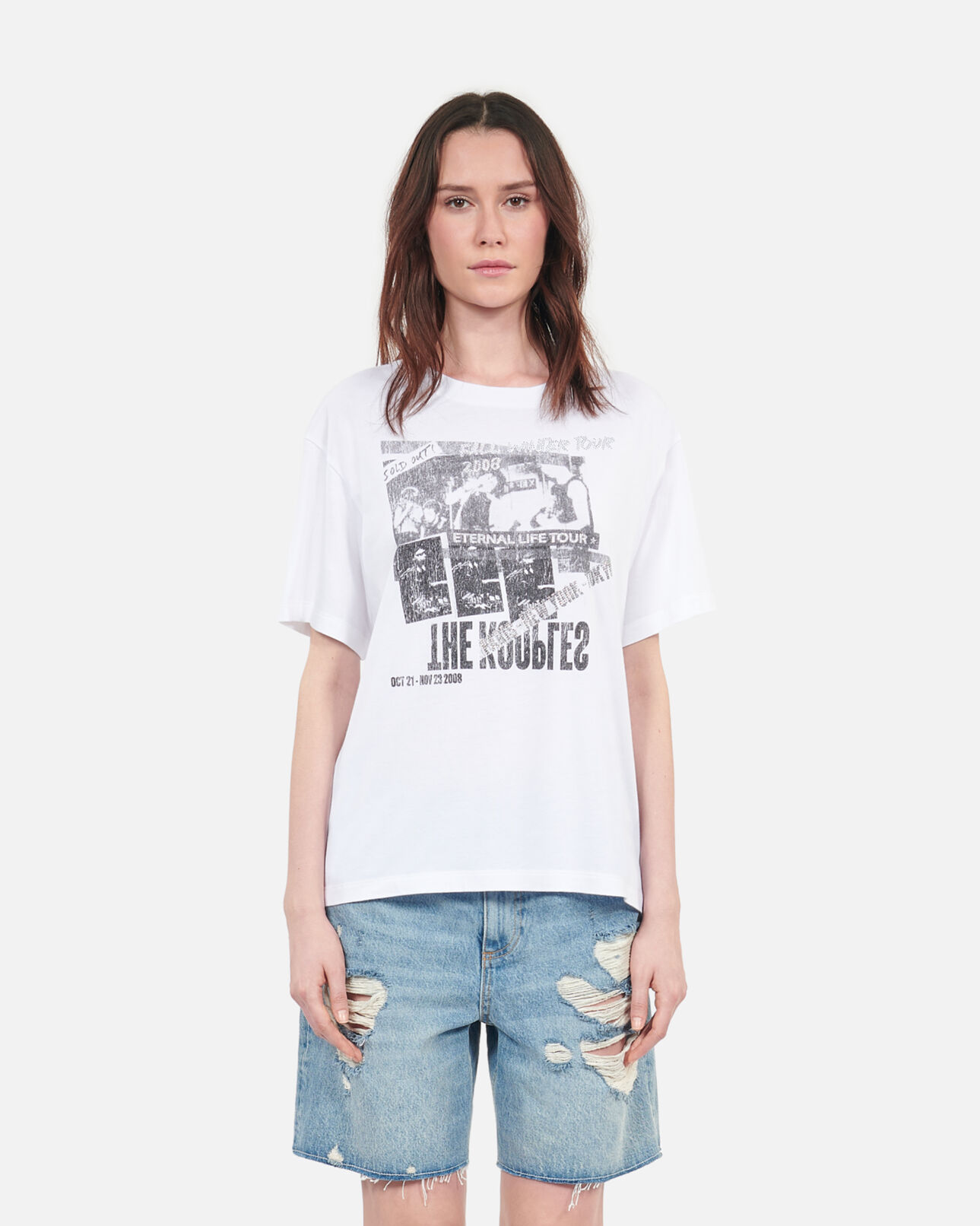 The Kooples WOMEN WHITE white eternal life tour serigraphy t-shirt
