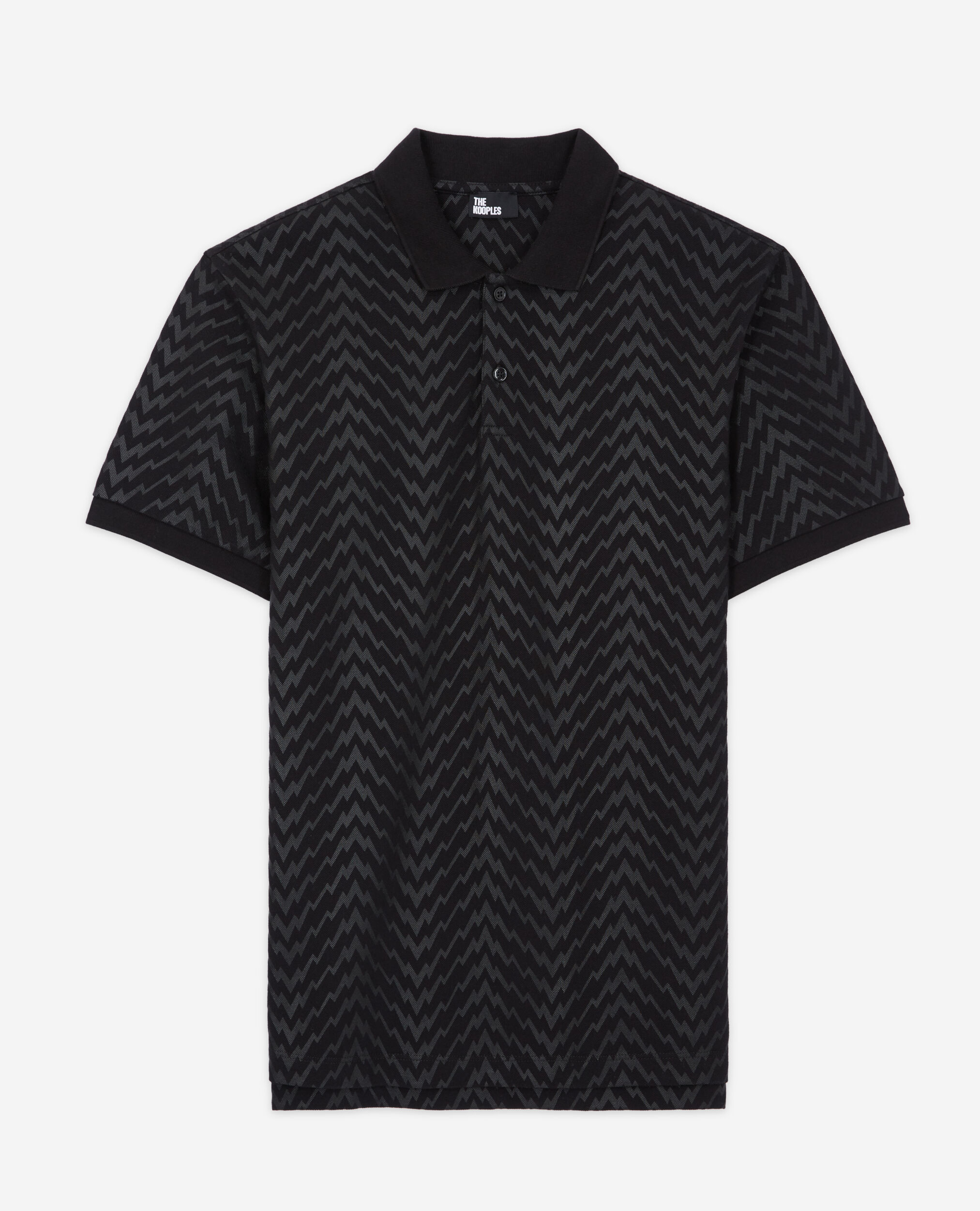 Schwarzes Poloshirt mit Print, BLACK, hi-res image number null