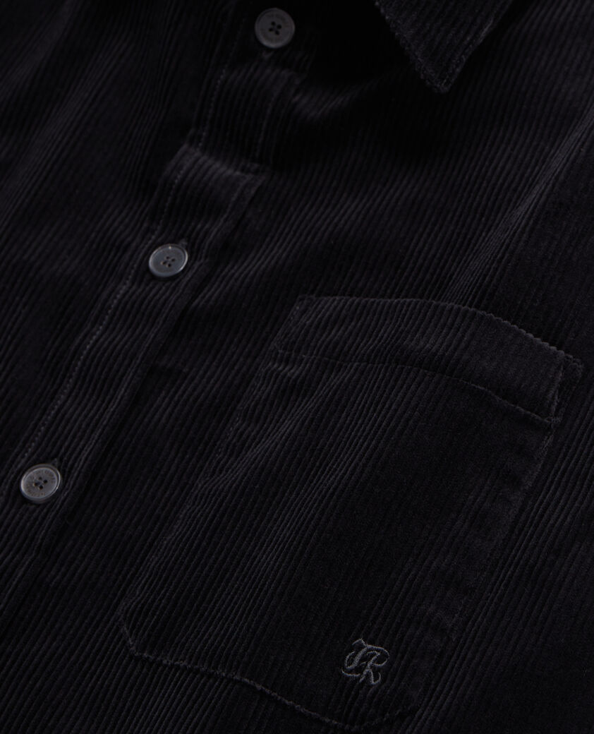 The Kooples HOMME BLACK chemise noire en velours c&ocirc;tel&eacute;