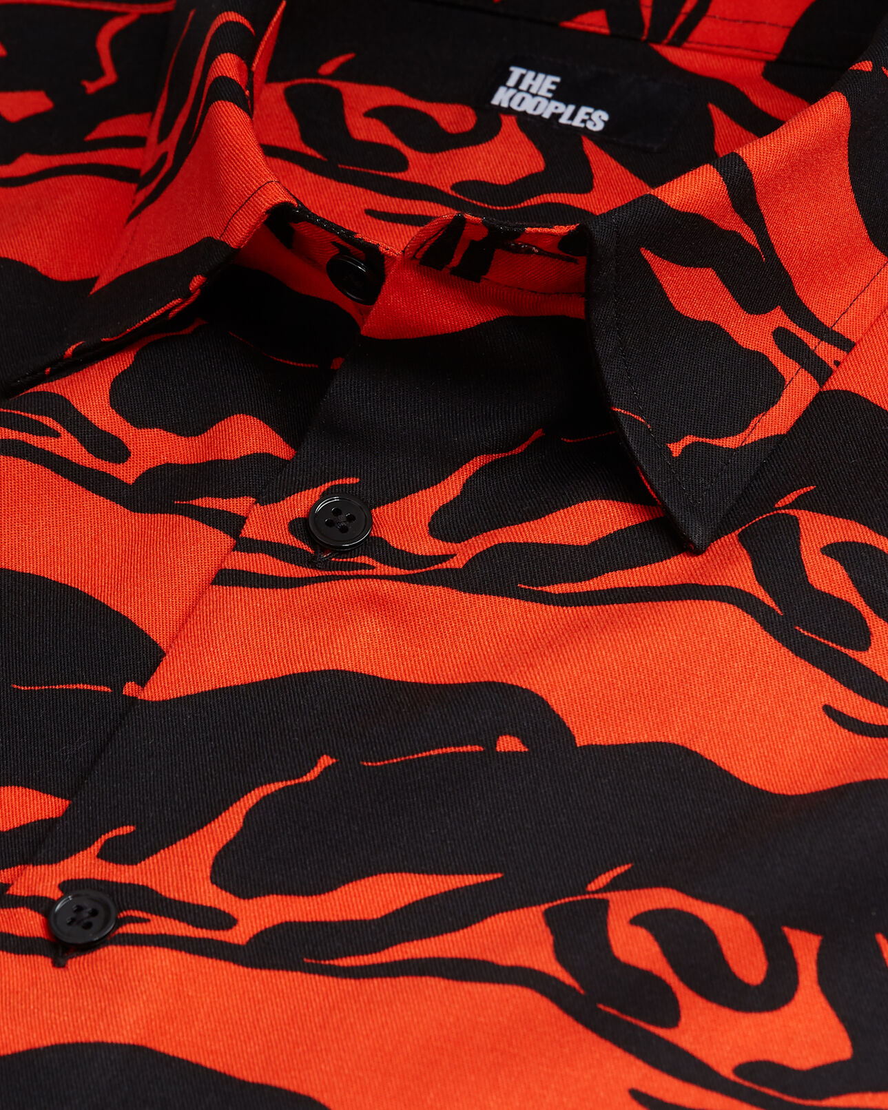 The Kooples MEN BLACK - RED panther print casual shirt