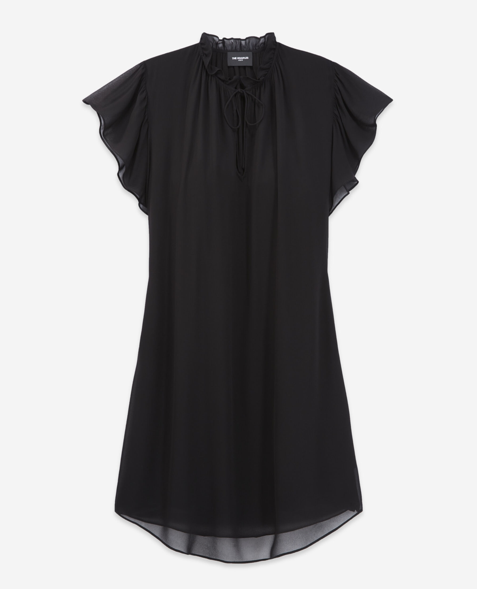 Short semi-sheer straight dress, BLACK, hi-res image number null