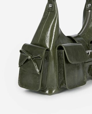 The Kooples FEMME OLIVE sac amelia en cuir craquelé vert