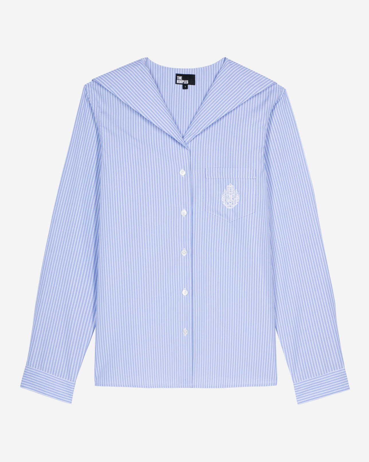 The Kooples FEMME BLUE WHITE chemise à rayures en popeline bleue