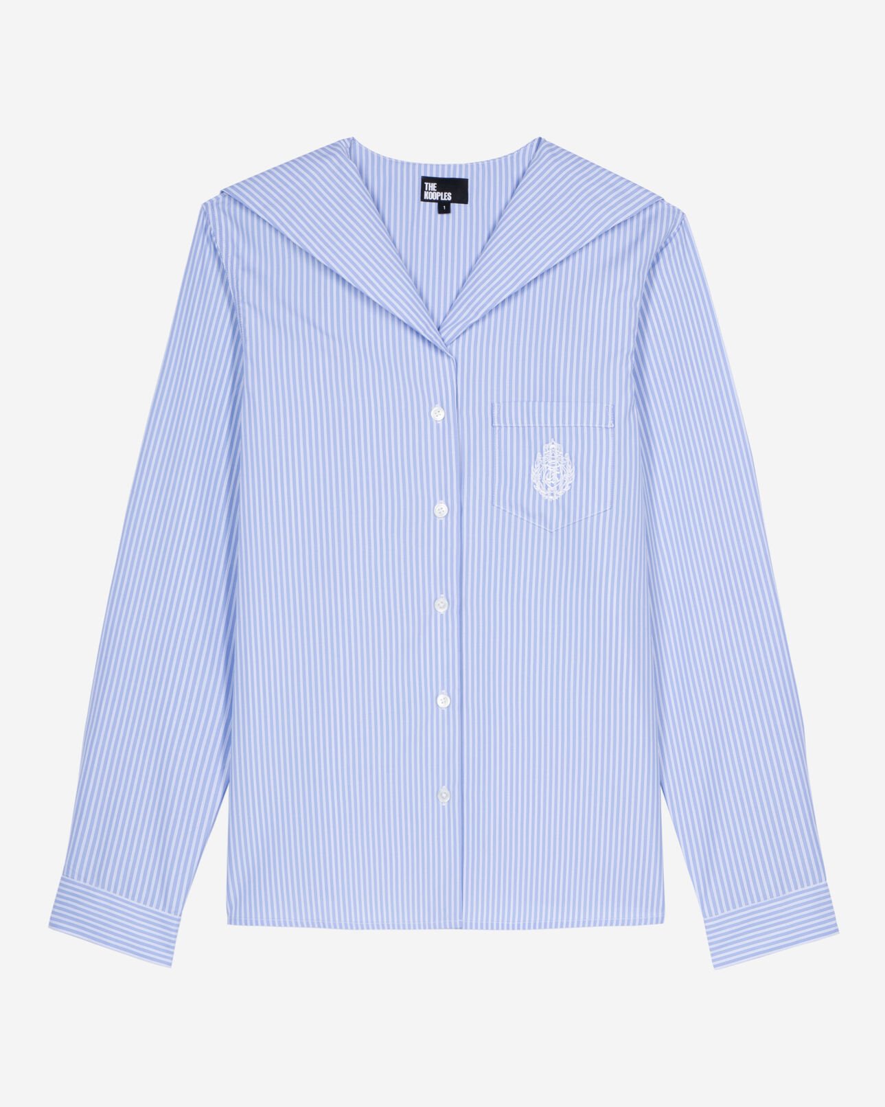 The Kooples FEMME BLUE WHITE chemise à rayures en popeline bleue
