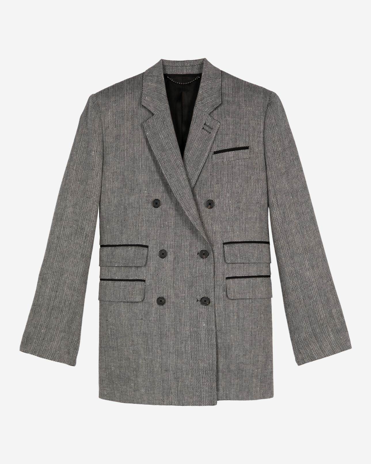 The Kooples WOMEN GREY grey wool and linen suit jacket