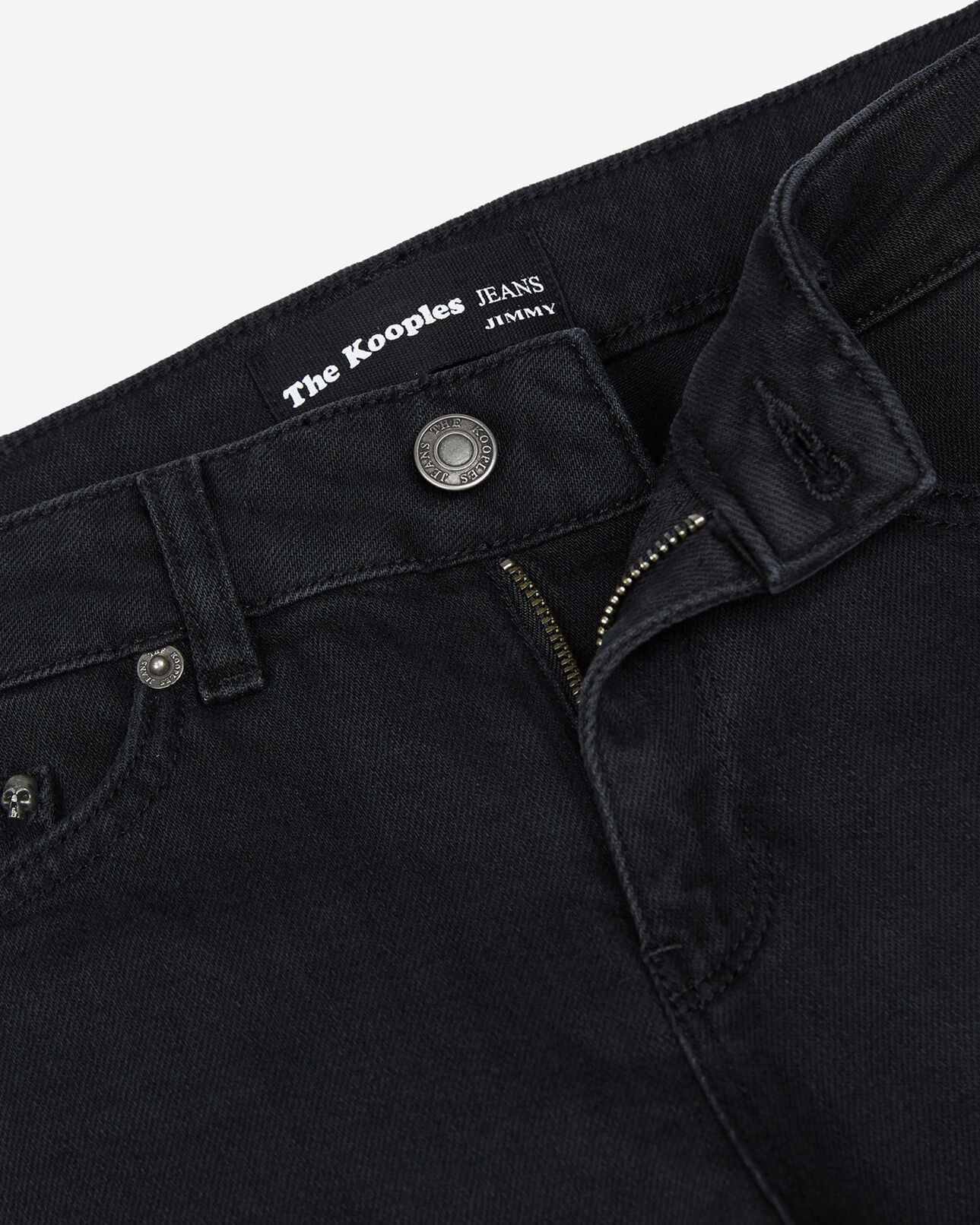 The Kooples MUJER BLACK WASHED jeans lavados en negro con tachuelas jimmy
