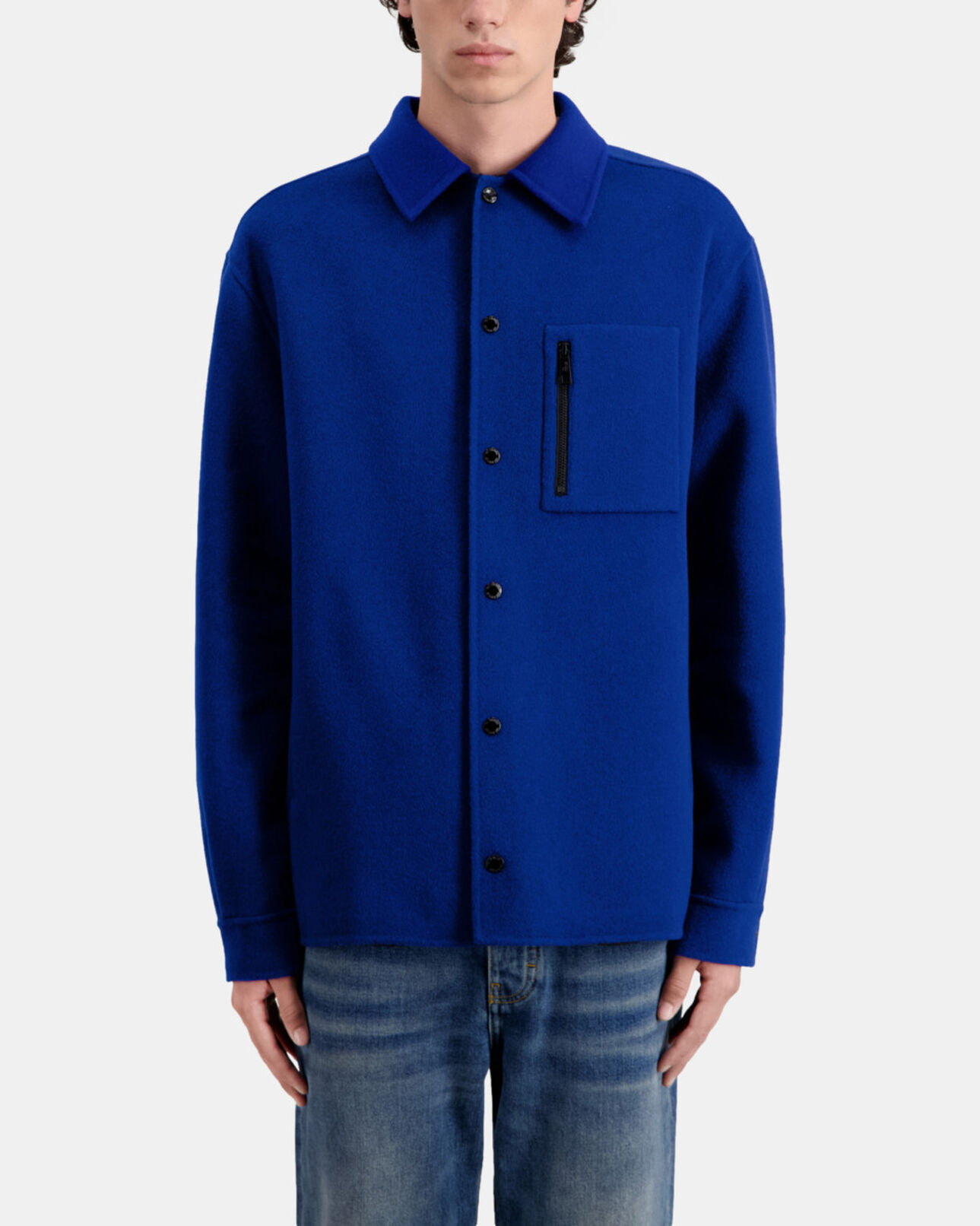 The Kooples HOMME ROYAL BLUE - DARK NAVY blouson type surchemise bleu en laine mélangée