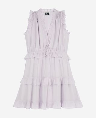 The Kooples WOMEN LIGHT PURPLE short dress with lilac ruffles