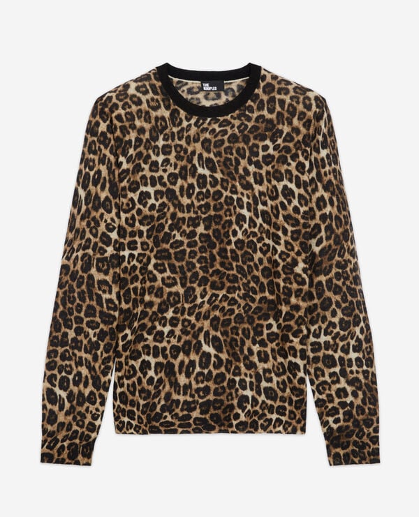Leopard print cashmere sweater