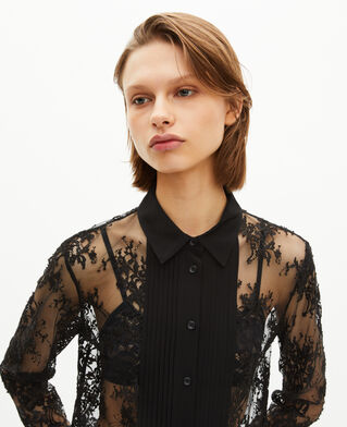 The Kooples WOMEN BLACK black lace sheer shirt