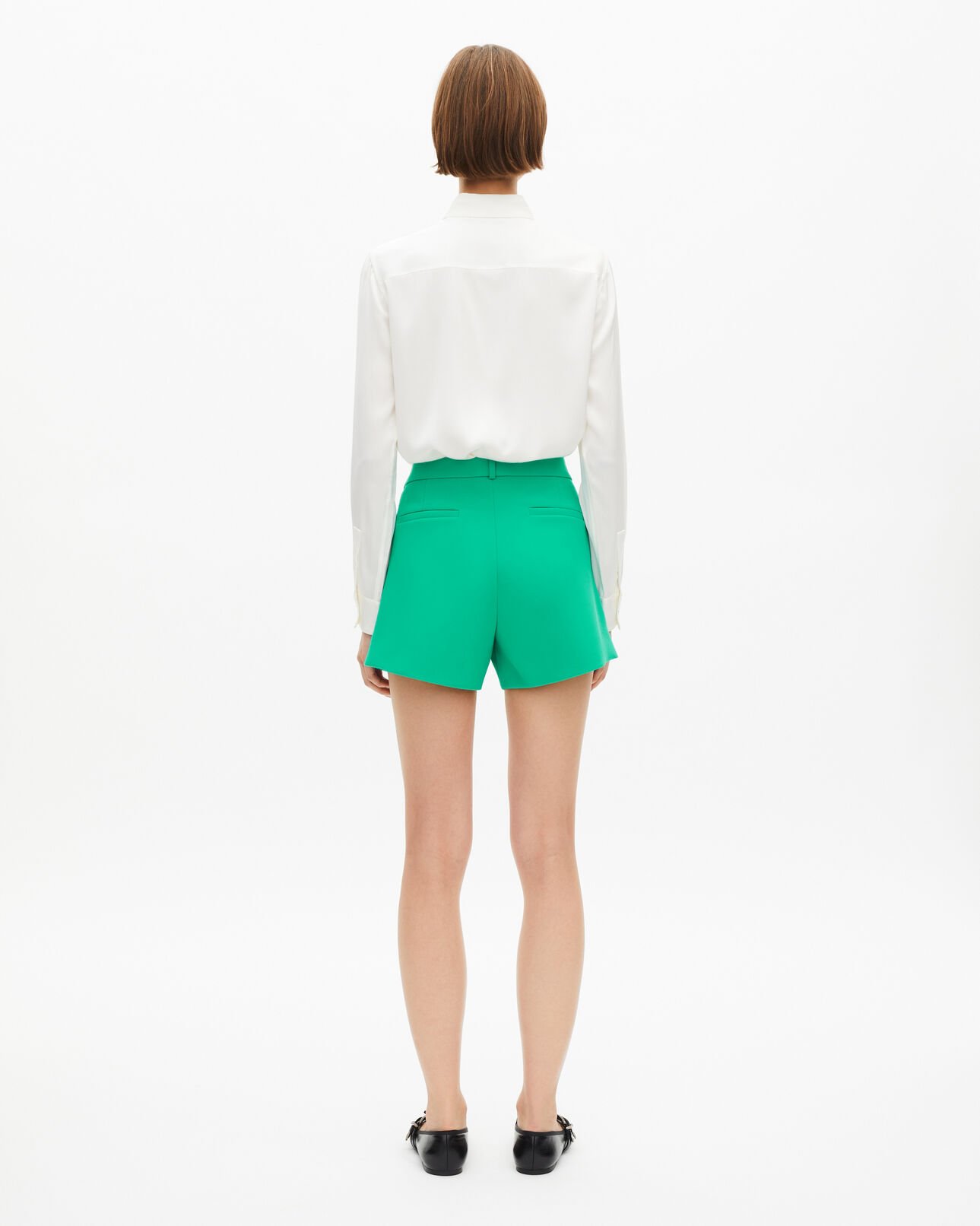 The Kooples WOMEN GREEN green crêpe suit shorts