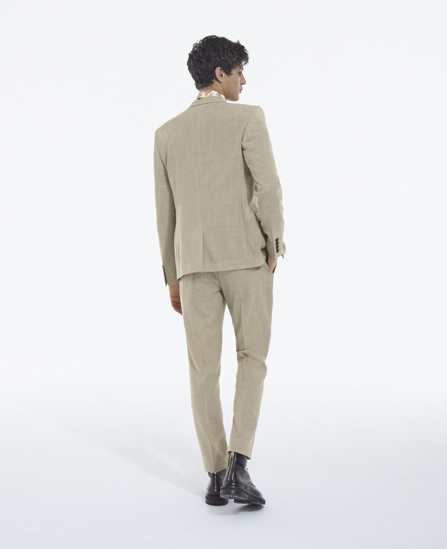 smart beige wool blazer with pockets