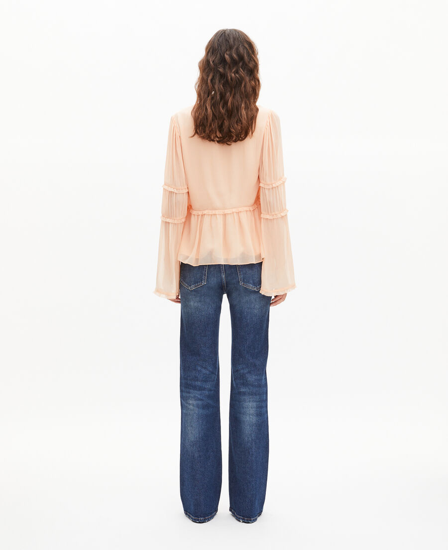 The Kooples WOMEN NUDE POUDRE top with peach ruffles