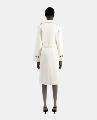 The Kooples DAMEN ECRU langer ecrufarbener mantel aus wolle