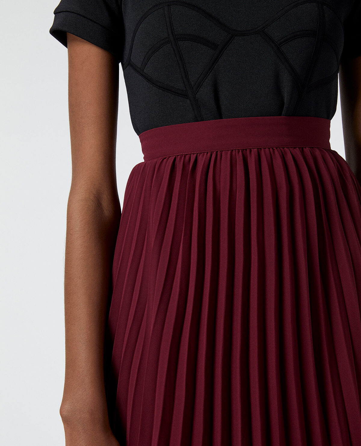 Jupe longue bordeaux a detail plisse The Kooples