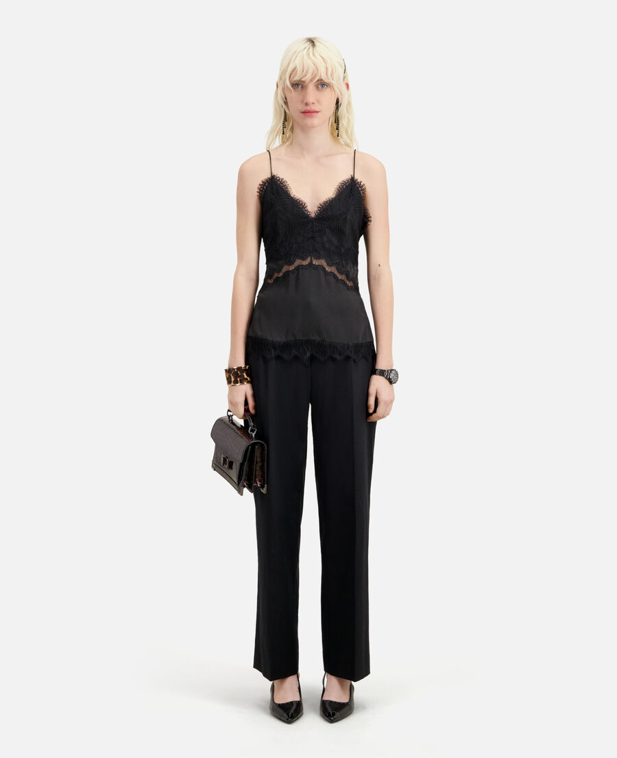 black camisole with lace details