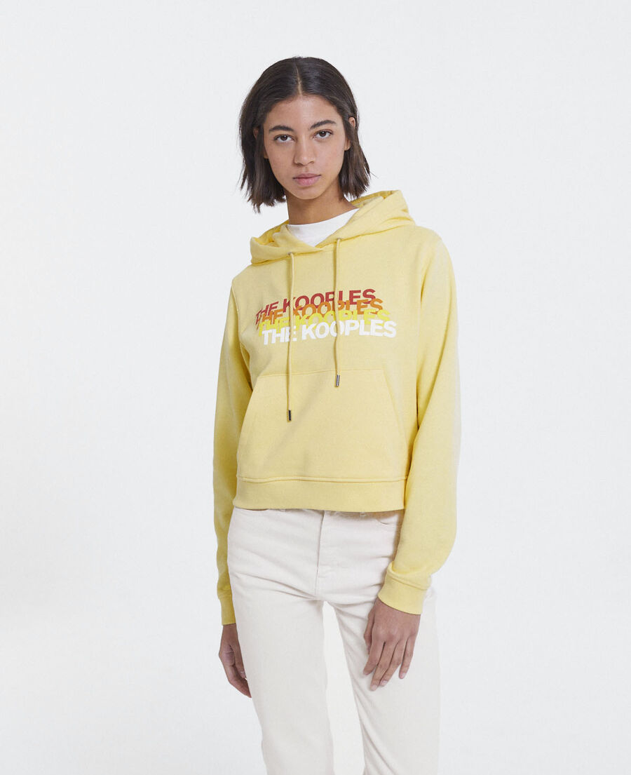 yellow hoodie with the kooples triple logo