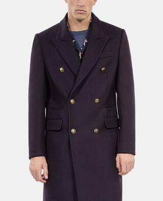 The Kooples HOMME NAVY manteau long en laine mélangée bleu marine