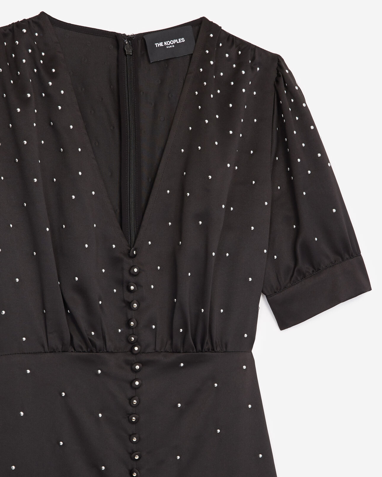The Kooples F BLACK satin long black dress with studs