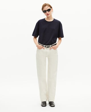 The Kooples MEN NAVY navy blue plain straight unisex t-shirt