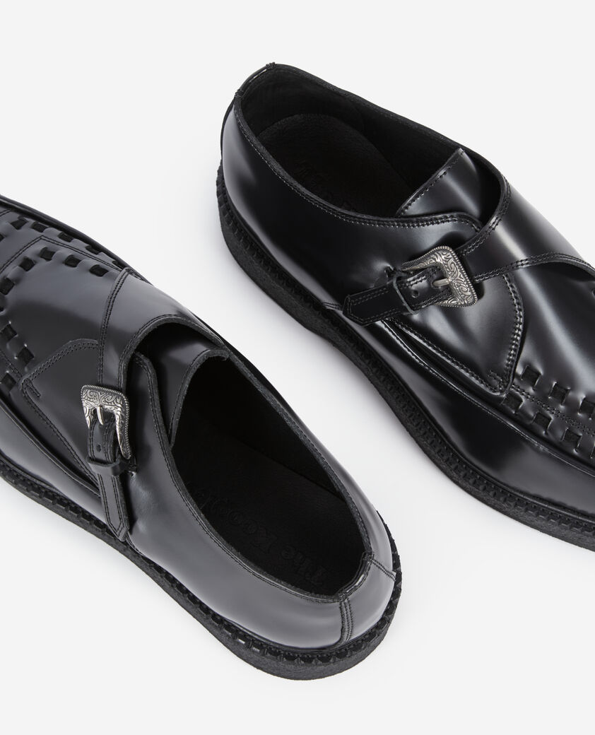 The Kooples MEN BLACK black leather derbies with buckle