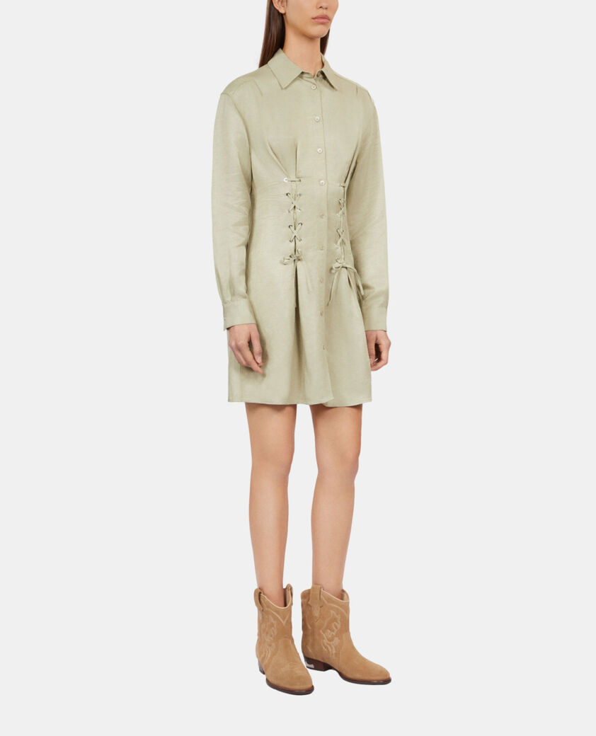 The Kooples FEMME KAKI GREY robe courte avec laçage vert clair