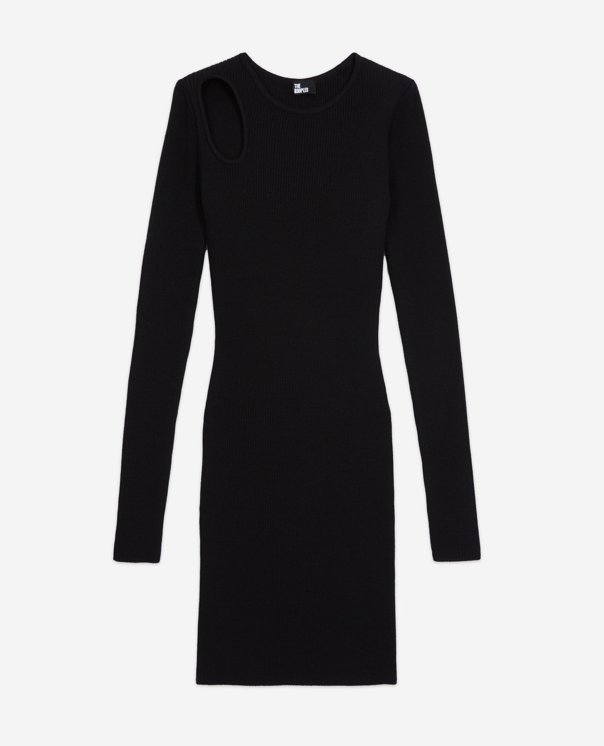 Short black wool dress, BLACK, hi-res image number null