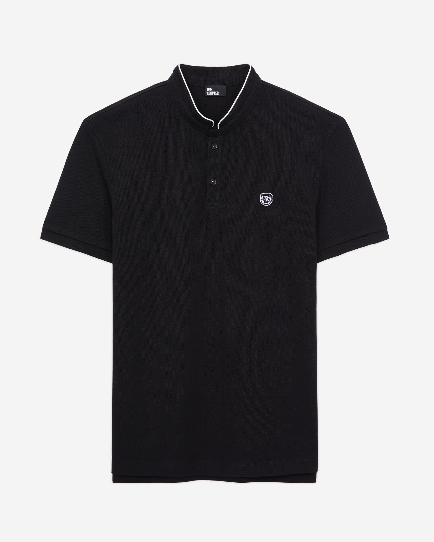 Black pique cotton polo t-shirt, BLACK / WHITE, hi-res image number null
