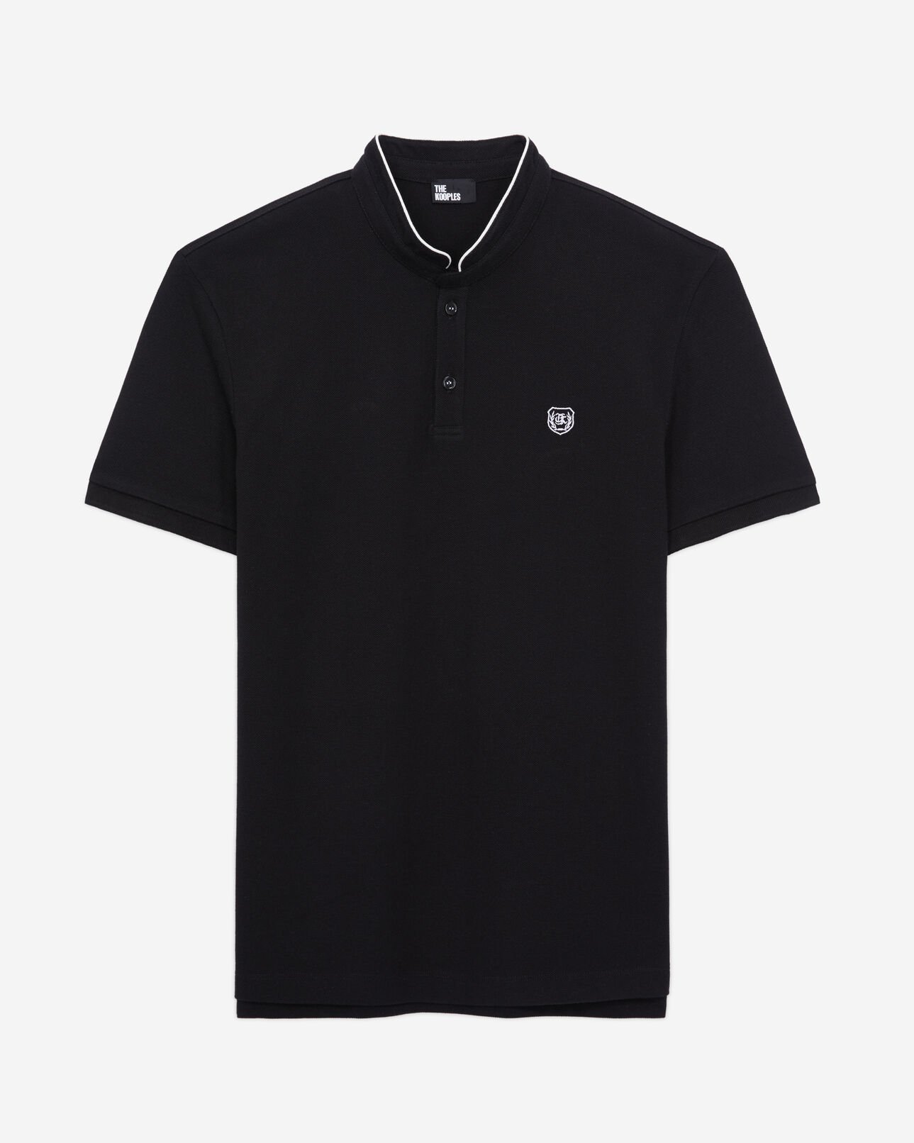 The Kooples HOMME BLACK / WHITE polo col officier noir