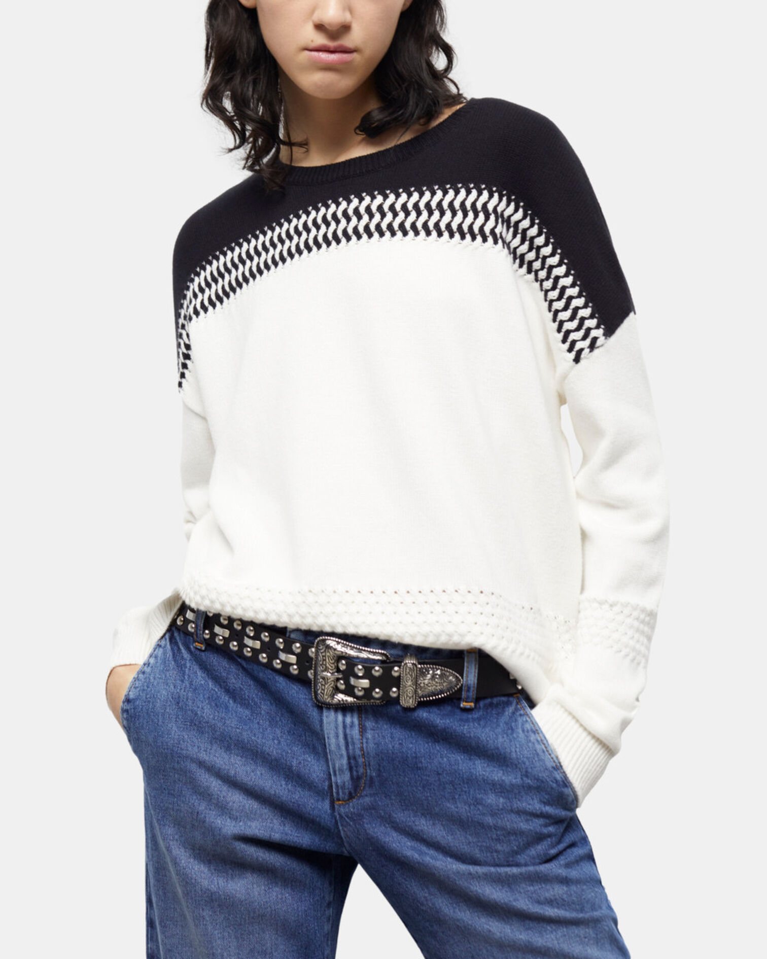 Pull bicolore, WHITE / BLACK, hi-res image number null
