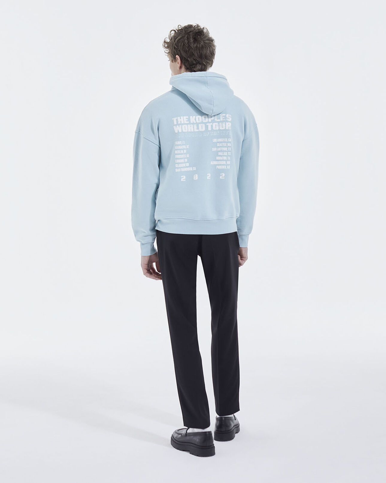 The Kooples MEN BLUE SKY sky blue hoodie with oversized print