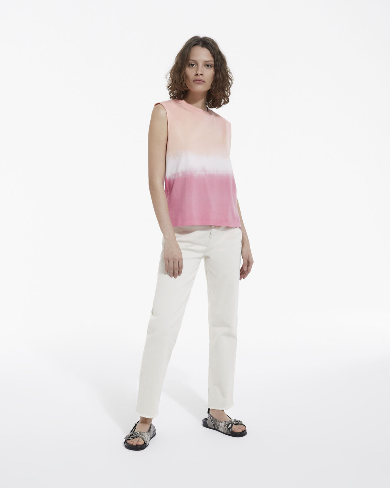The Kooples FEMME BLUSH t-shirt coton rose et blanc motif dégradé