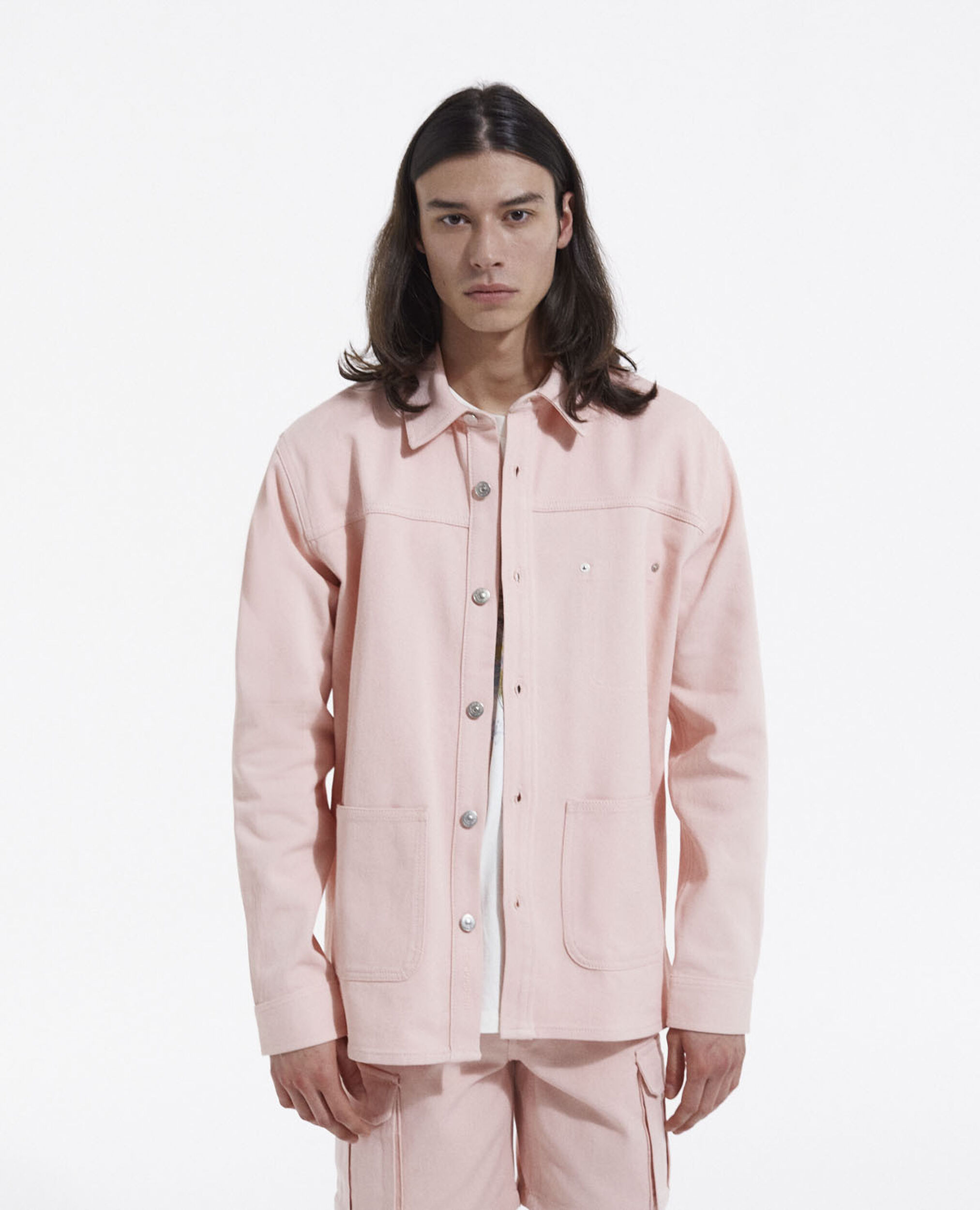 Camisa algodón rosa claro bolsillos parche, LIGHT PINK, hi-res image number null