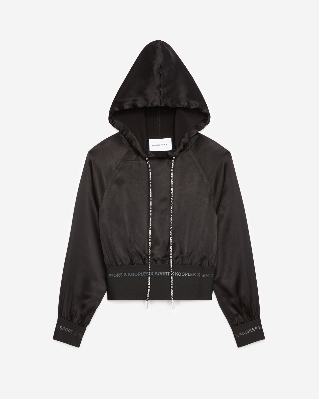 The Kooples WOMEN BLACK black hoodie with elastic logo band