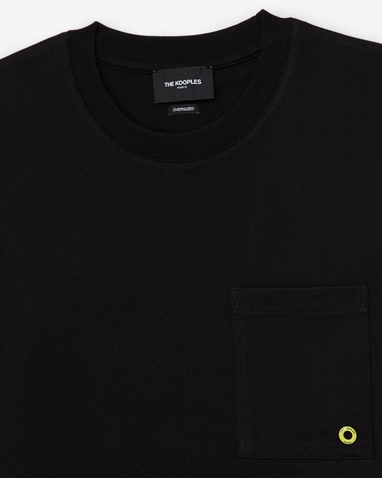 The Kooples HOMME BLACK t-shirt noir coton à œillet contrasté