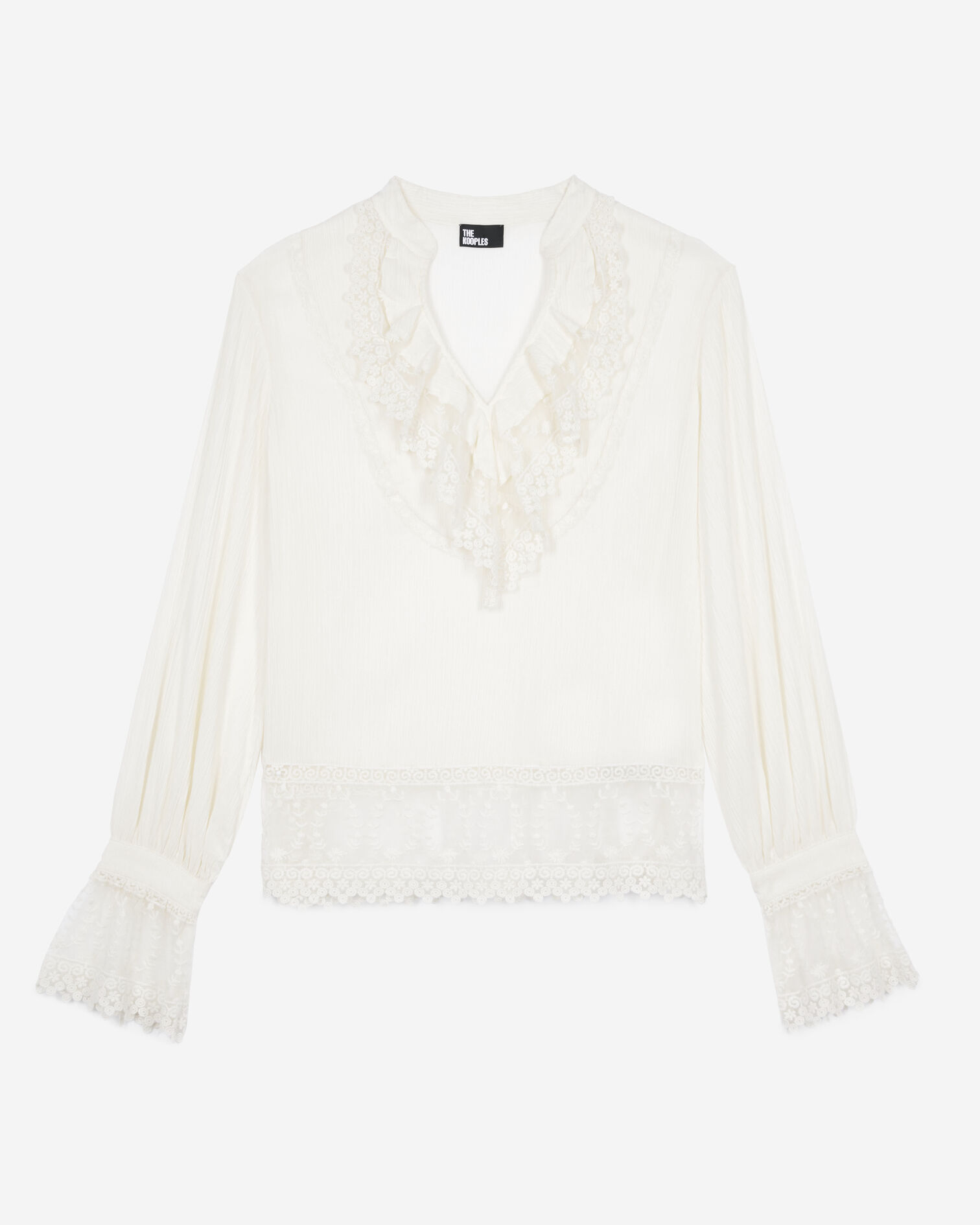 Blouse avec guipure écru, ECRU, hi-res image number null