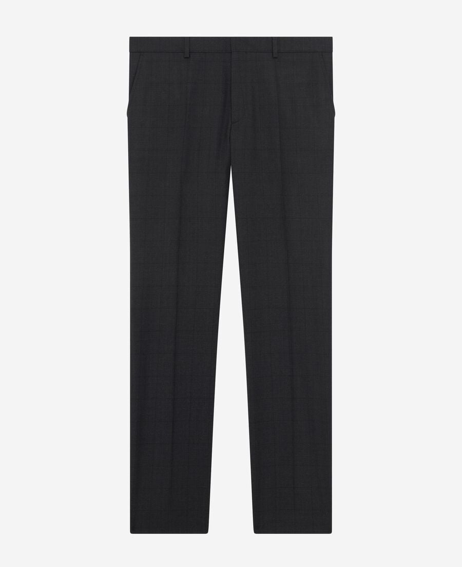 The Kooples MEN BLACK black wool plaid slim fit suit pants