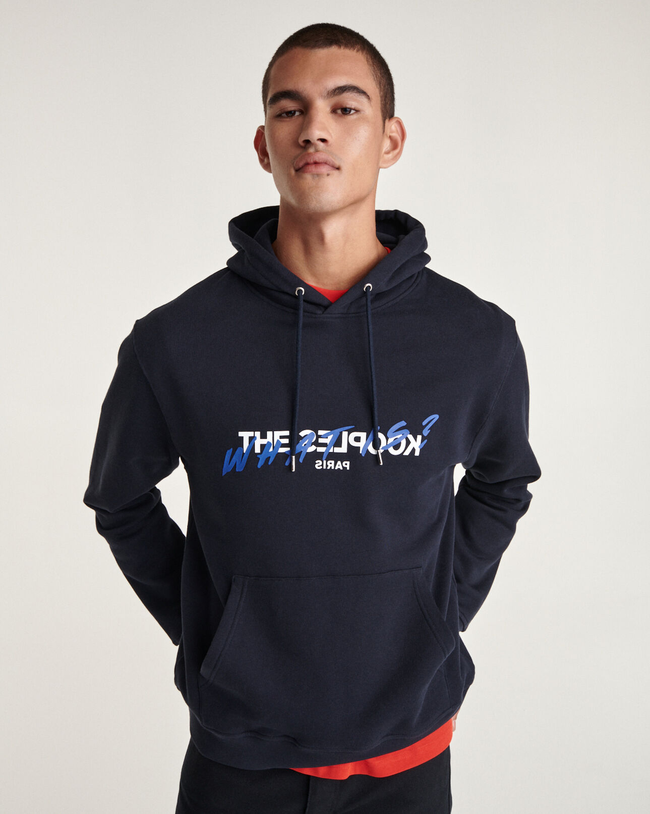 The Kooples HOMME NAVY sweat marine sérigraphie what is