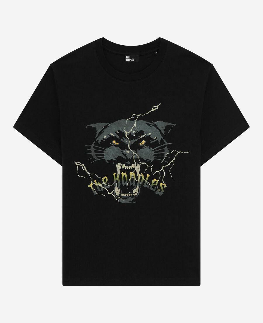 The Kooples WOMEN BLACK WASHED t-shirt with black rhinestone screen print