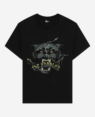 The Kooples WOMEN BLACK WASHED t-shirt with black rhinestone screen print